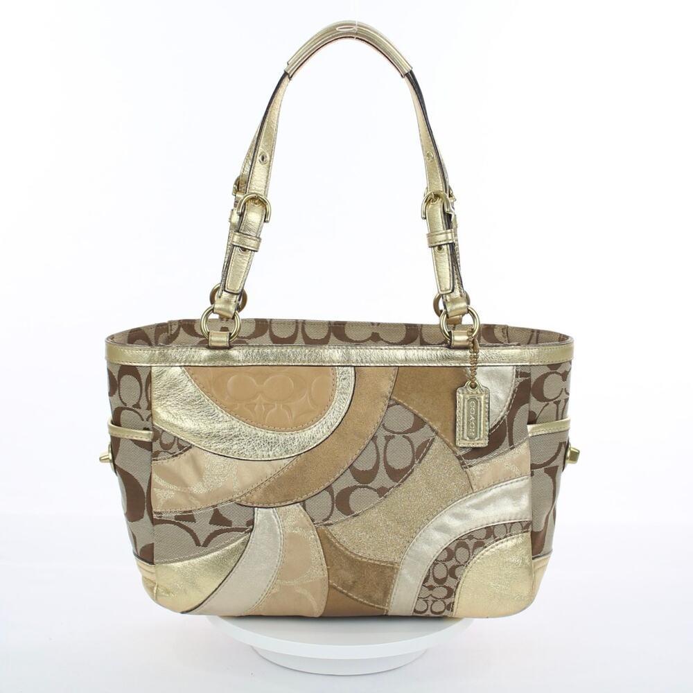 Coach Vintage Gold Metallic Patchwork Tote Bag